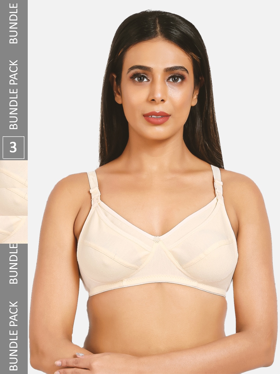 

Mylo Pack of 3 Cotton Maternity Non Padded & Non Wired Nursing Bra, Cream