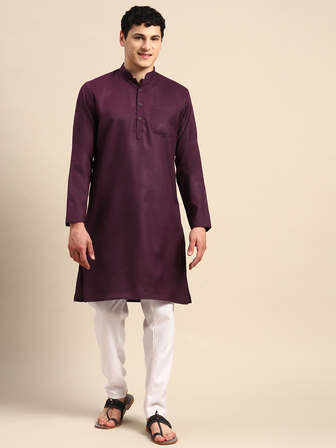 

Molly & Michel Pure Cotton Kurta with Pyjamas, Burgundy