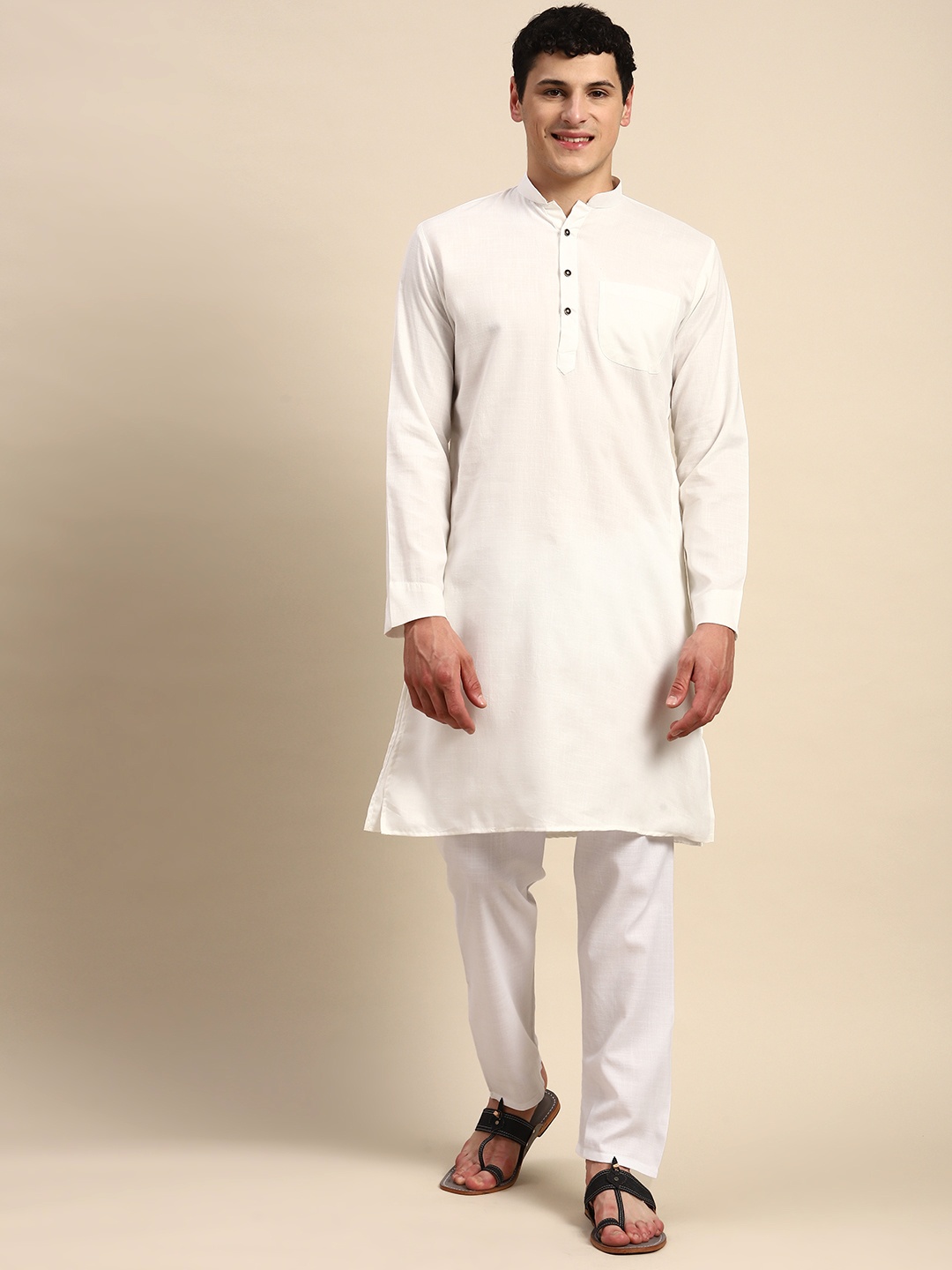 

Molly & Michel Pure Cotton Kurta with Pyjamas, Off white