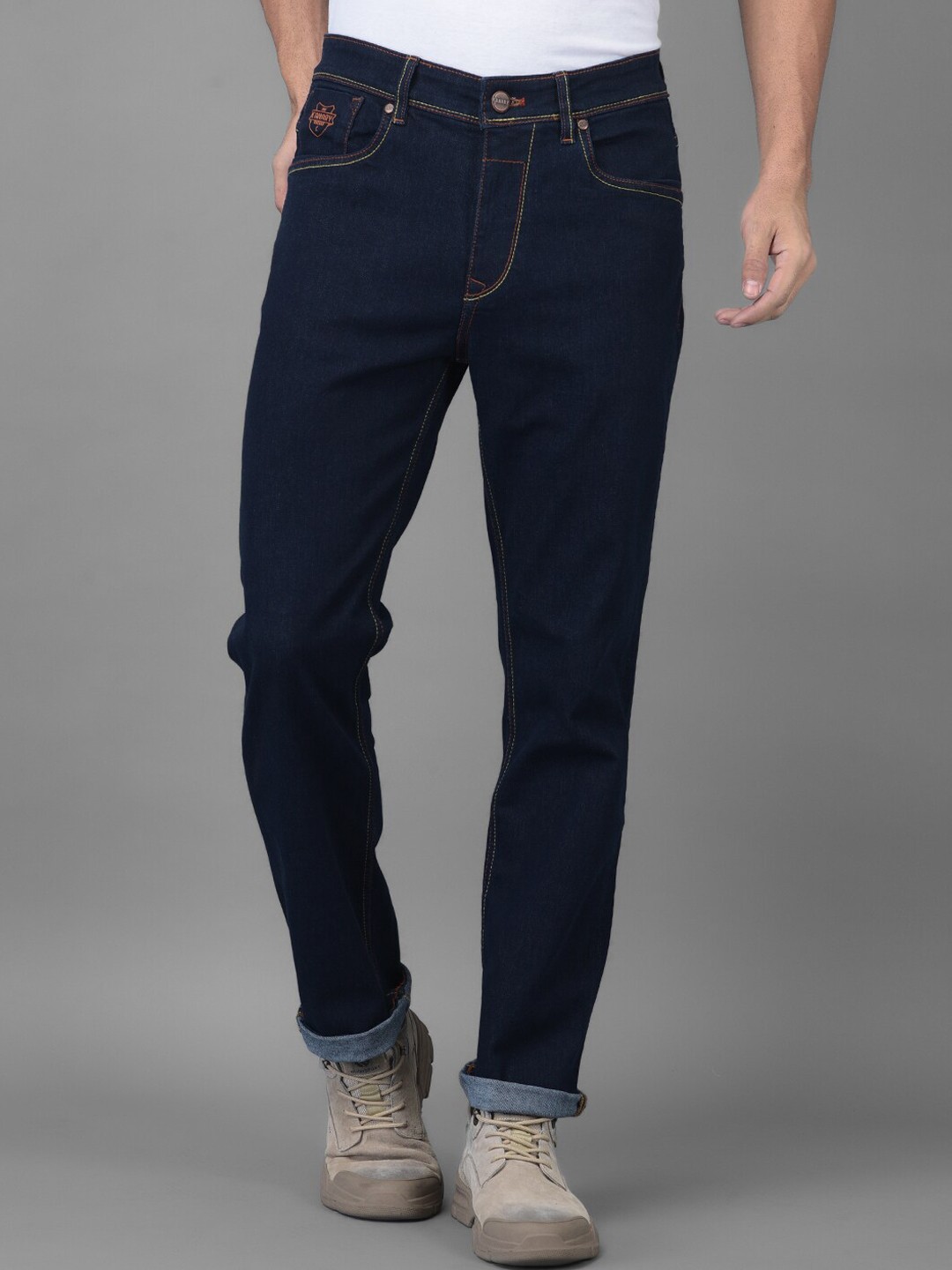 

Canary London Men Smart Straight Fit Stretchable Cotton Jeans, Blue