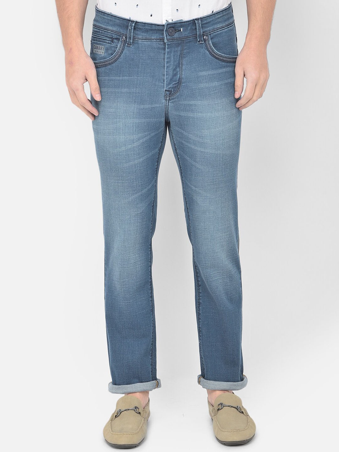 

Canary London Men Smart Straight Fit Light Fade Stretchable Jeans, Blue