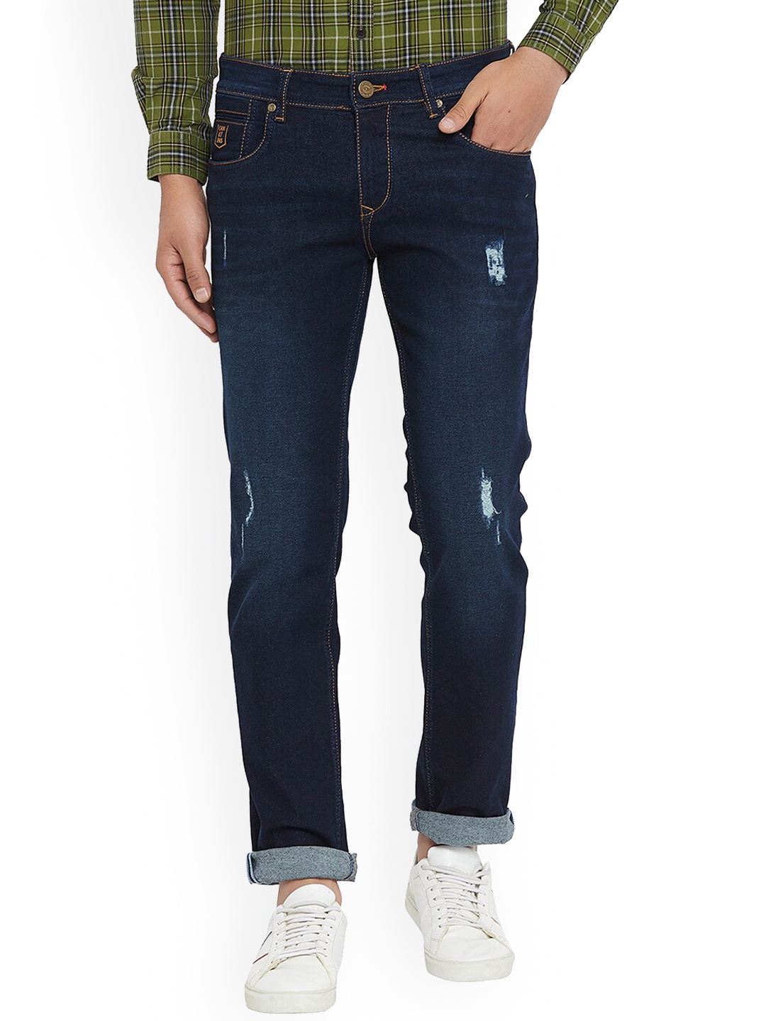 

Canary London Men Slim Fit Low Distress Light Fade Stretchable Jeans, Blue