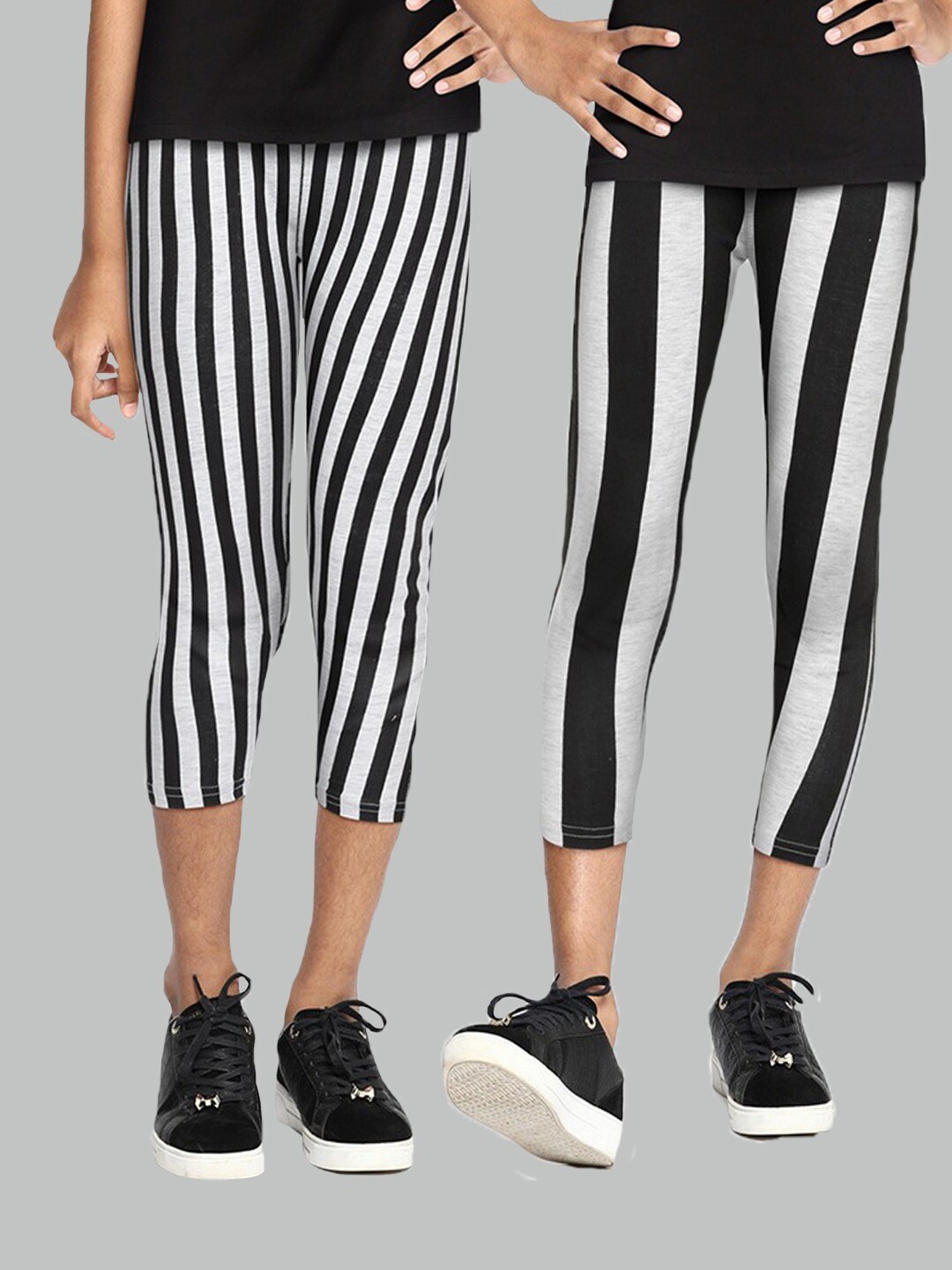 

SEYBIL Girls Pack Of 2 Striped Capris, White