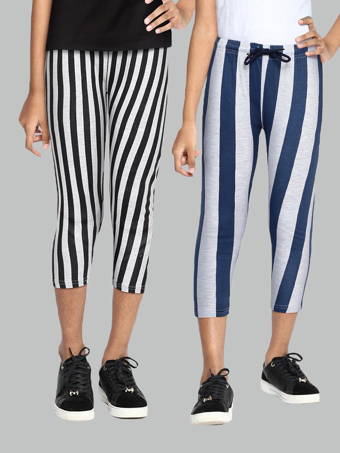 

SEYBIL Girls Pack Of 2 Striped Capris, Blue