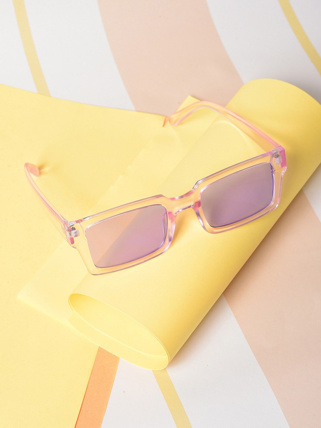 

HAUTE SAUCE by Campus Sutra Women Rectangle Sunglasses SUM23_HSSG1033, Transparent