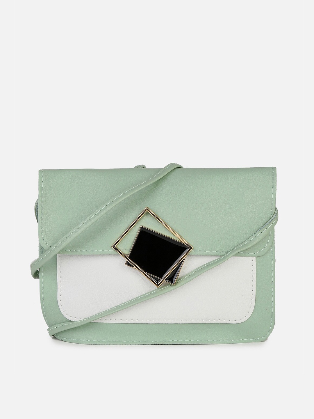 

HAUTE SAUCE by Campus Sutra Colourblocked Structured Handheld Bag, Green