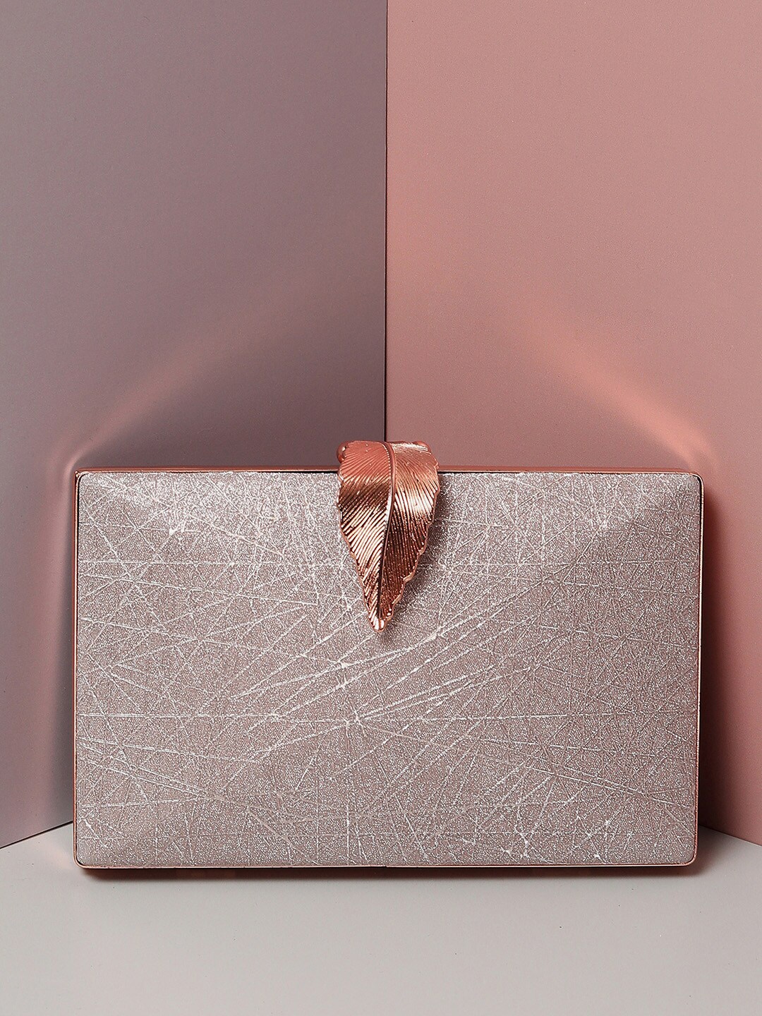 

HAUTE SAUCE by Campus Sutra Embellished Vegan Leather Box Clutch, Gold