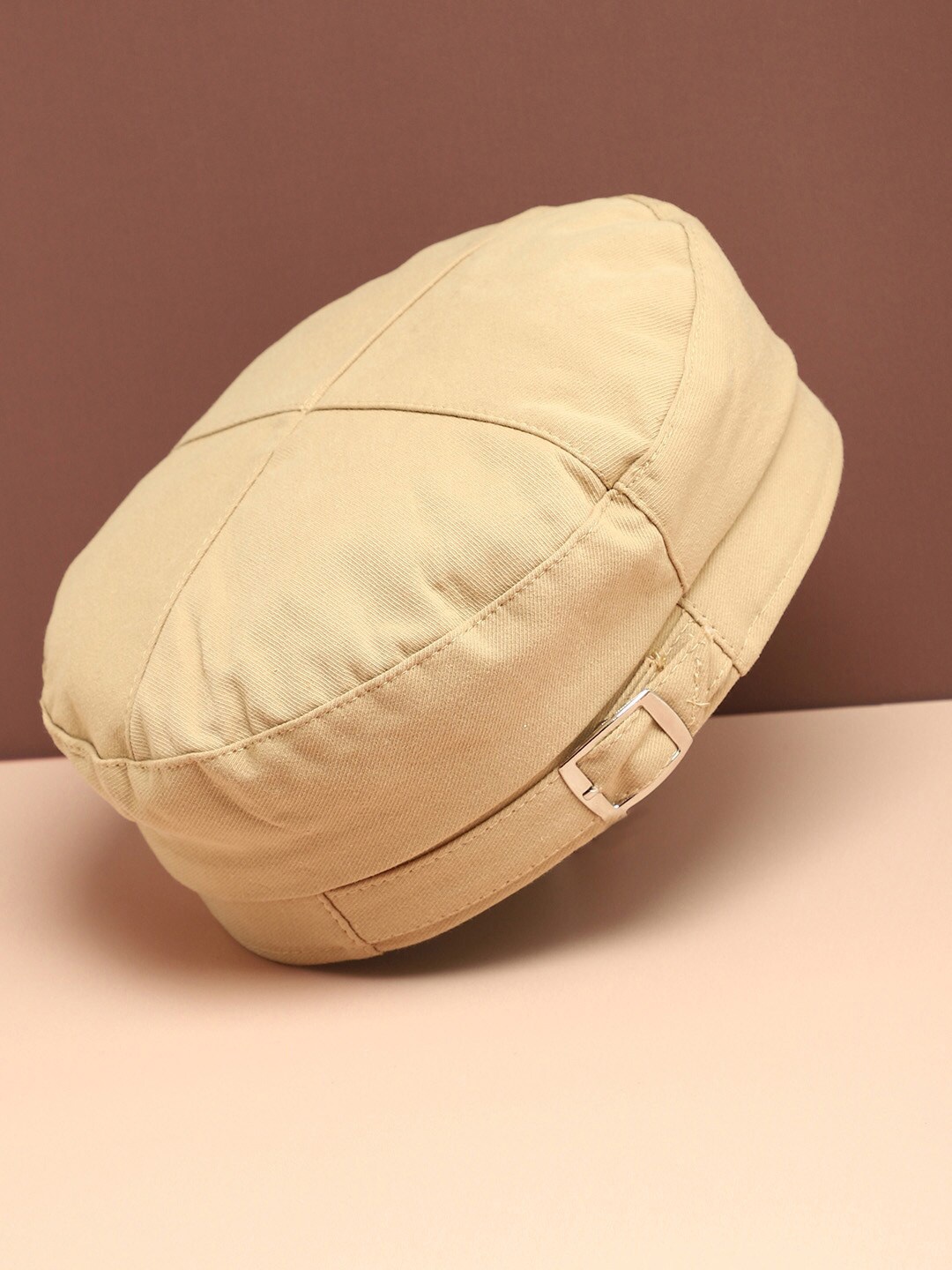 

HAUTE SAUCE by Campus Sutra Women Casual Beret Hat With Buckle Detail, Beige