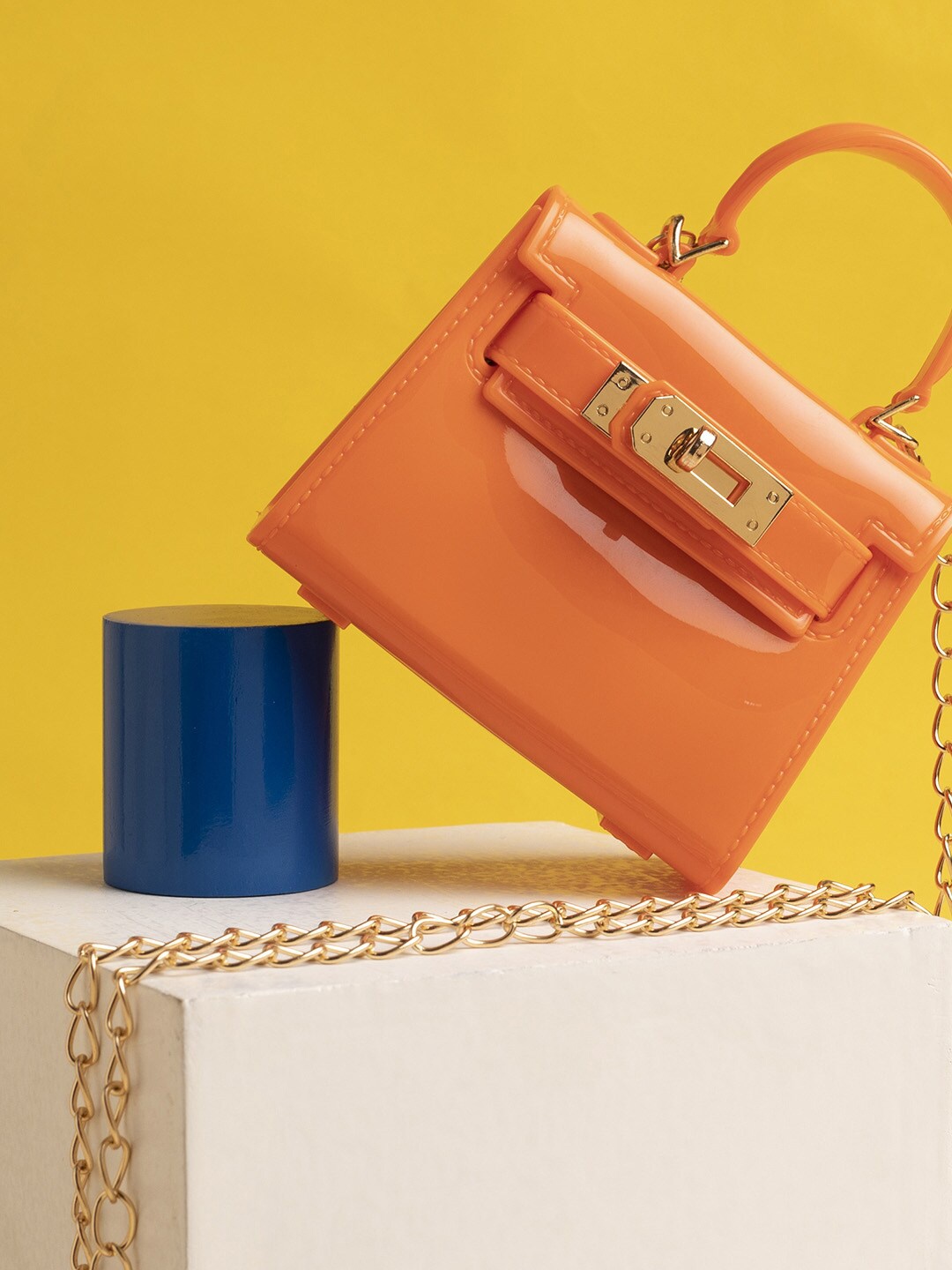 

HAUTE SAUCE by Campus Sutra Structured Satchel Bag, Orange