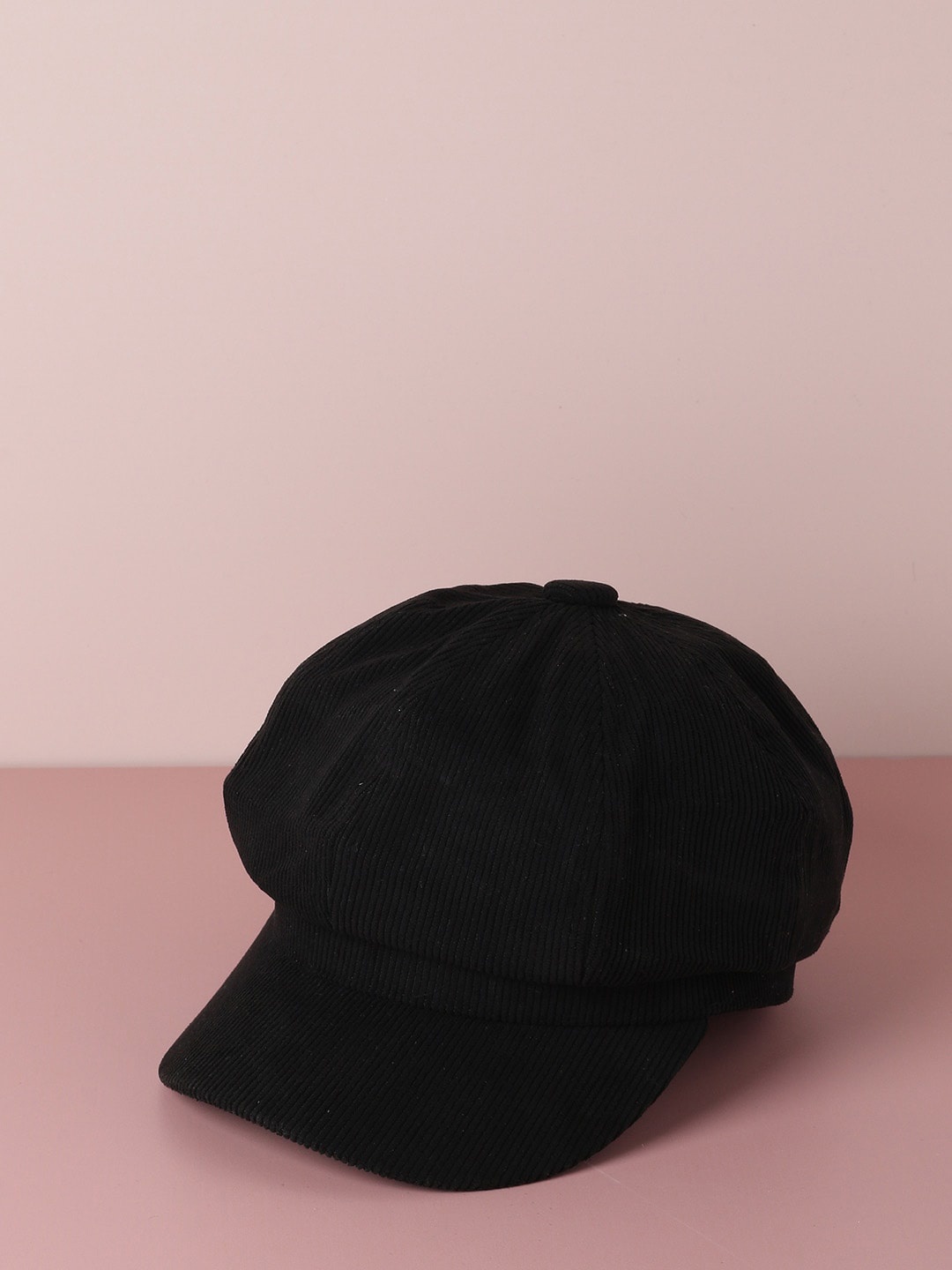 

HAUTE SAUCE by Campus Sutra Women Ribbed Vintage Newsboy Hat, Black