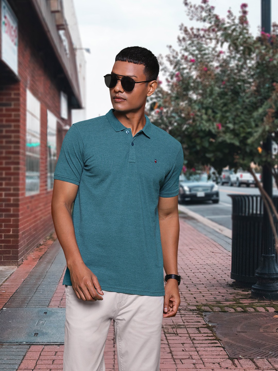 

Louis Philippe Sport Polo Collar T-shirt, Teal