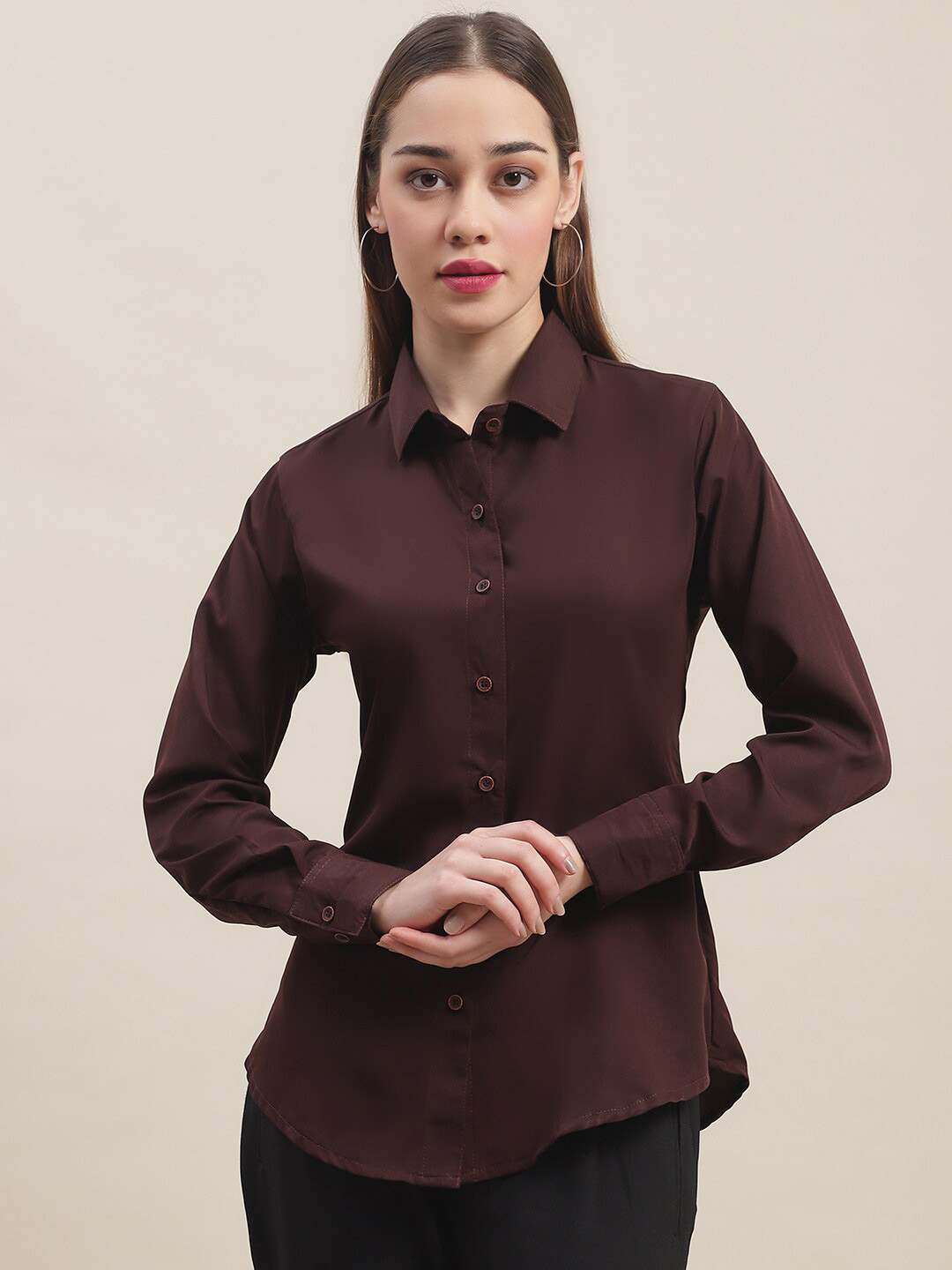 

Aarsha Spread Collar Casual Shirt, Brown