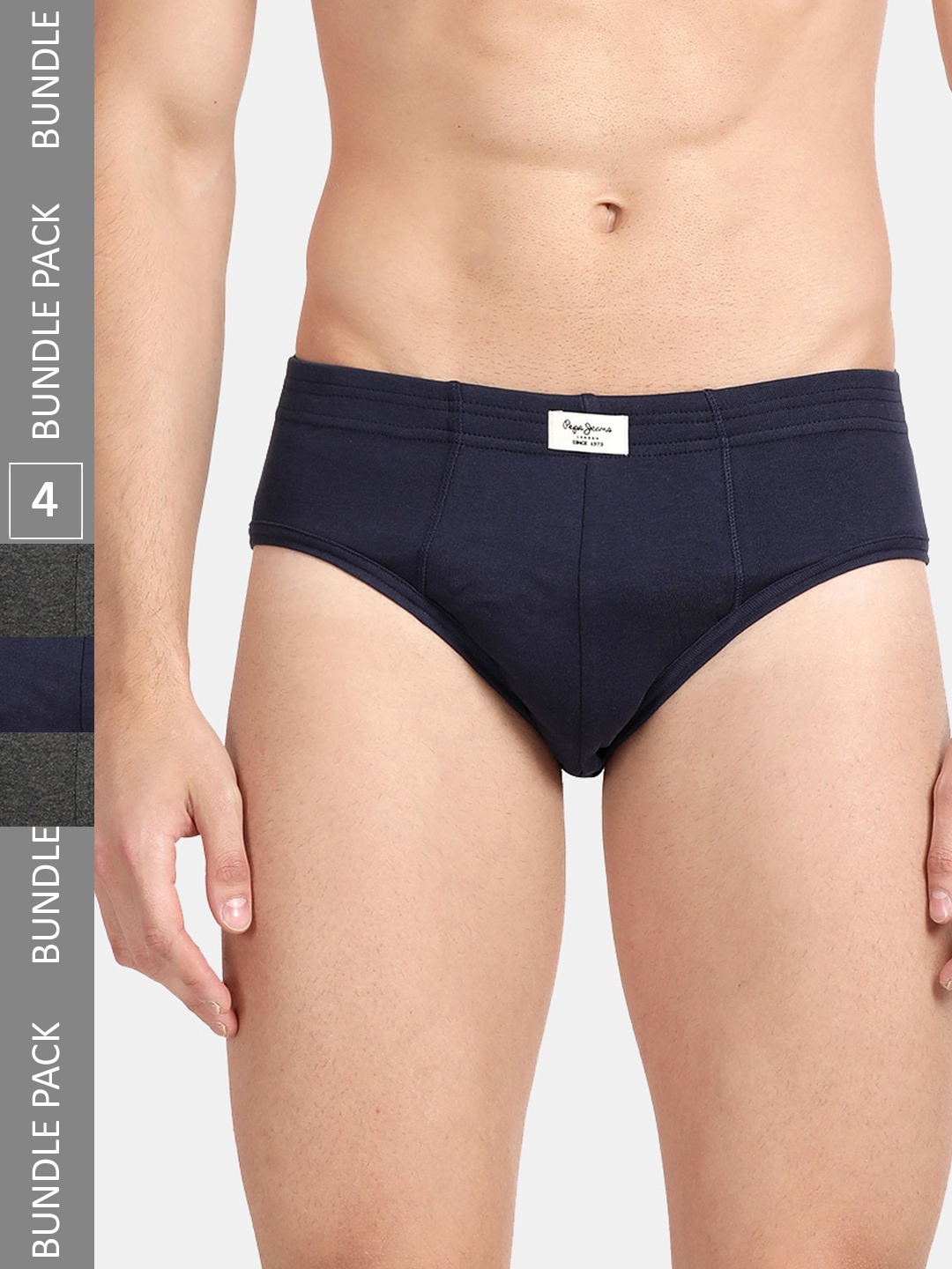 

Pepe Jeans Men Pack Of 4 Cotton Anti-Microbial Basic Briefs, Charcoal