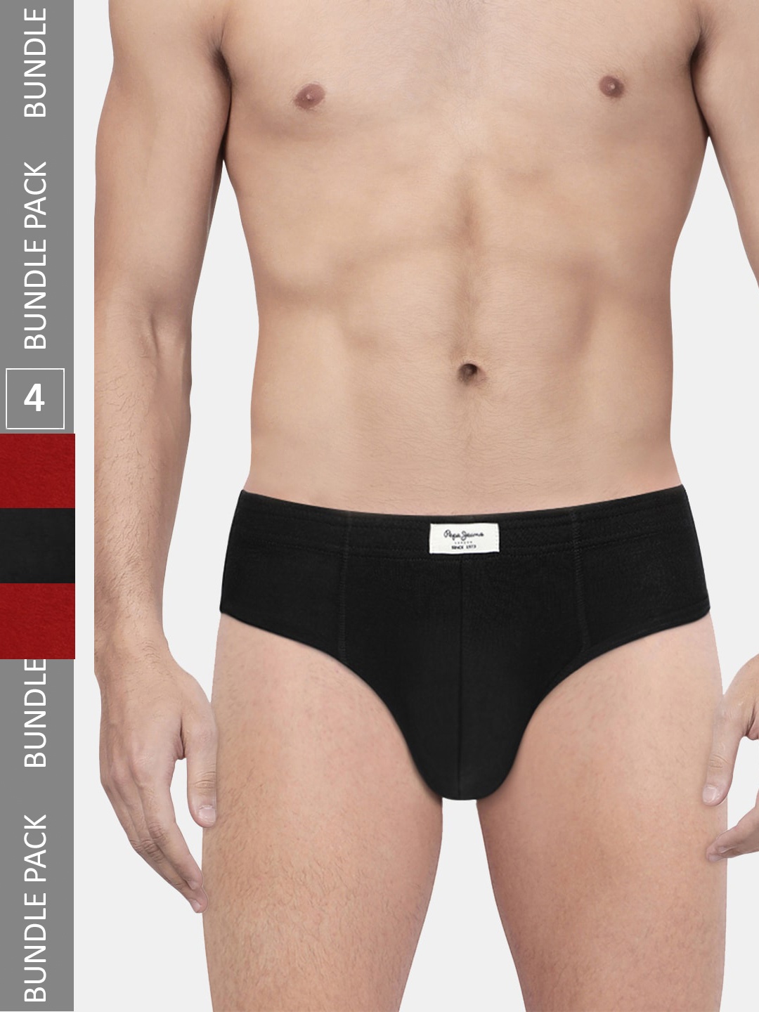 

Pepe Jeans Men Pack Of 4 Anti-Microbial Cotton Basic Briefs, Black