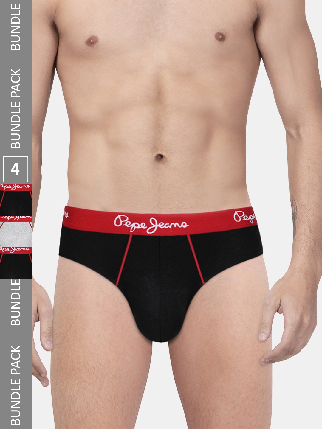 

Pepe Jeans Men Pack Of 4 Anti-Microbial Cotton Basic Briefs, Black