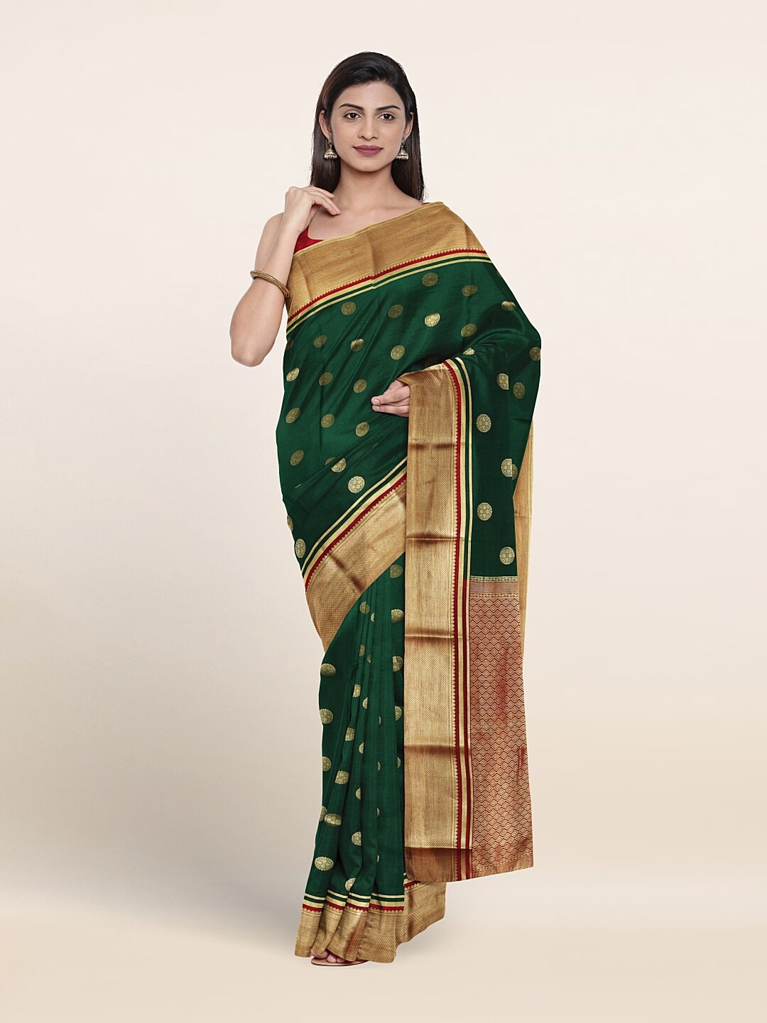 

Pothys Floral Woven Design Zari Pure Silk Saree, Green