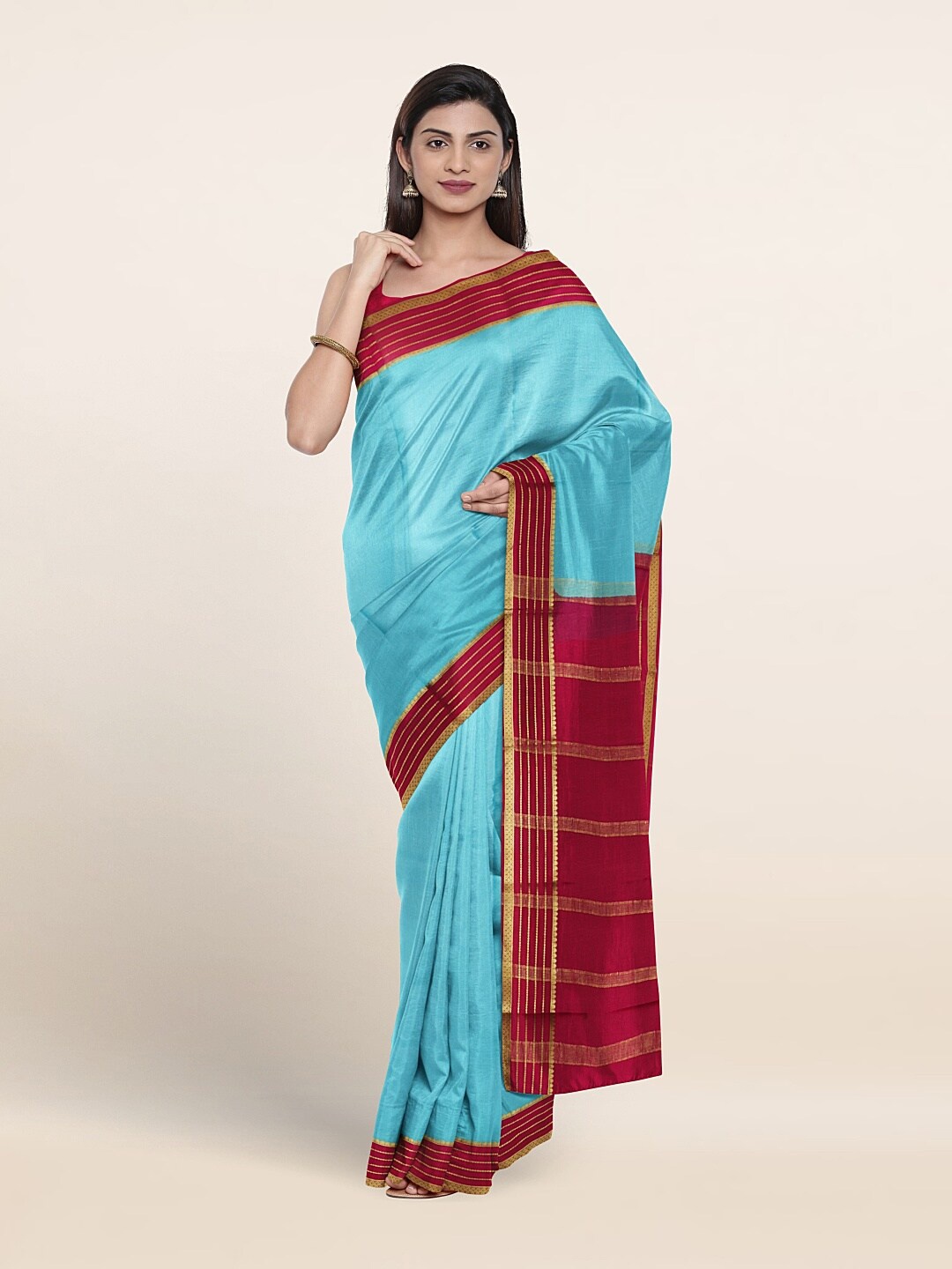 

Pothys Zari Pure Mysore Silk Saree, Blue