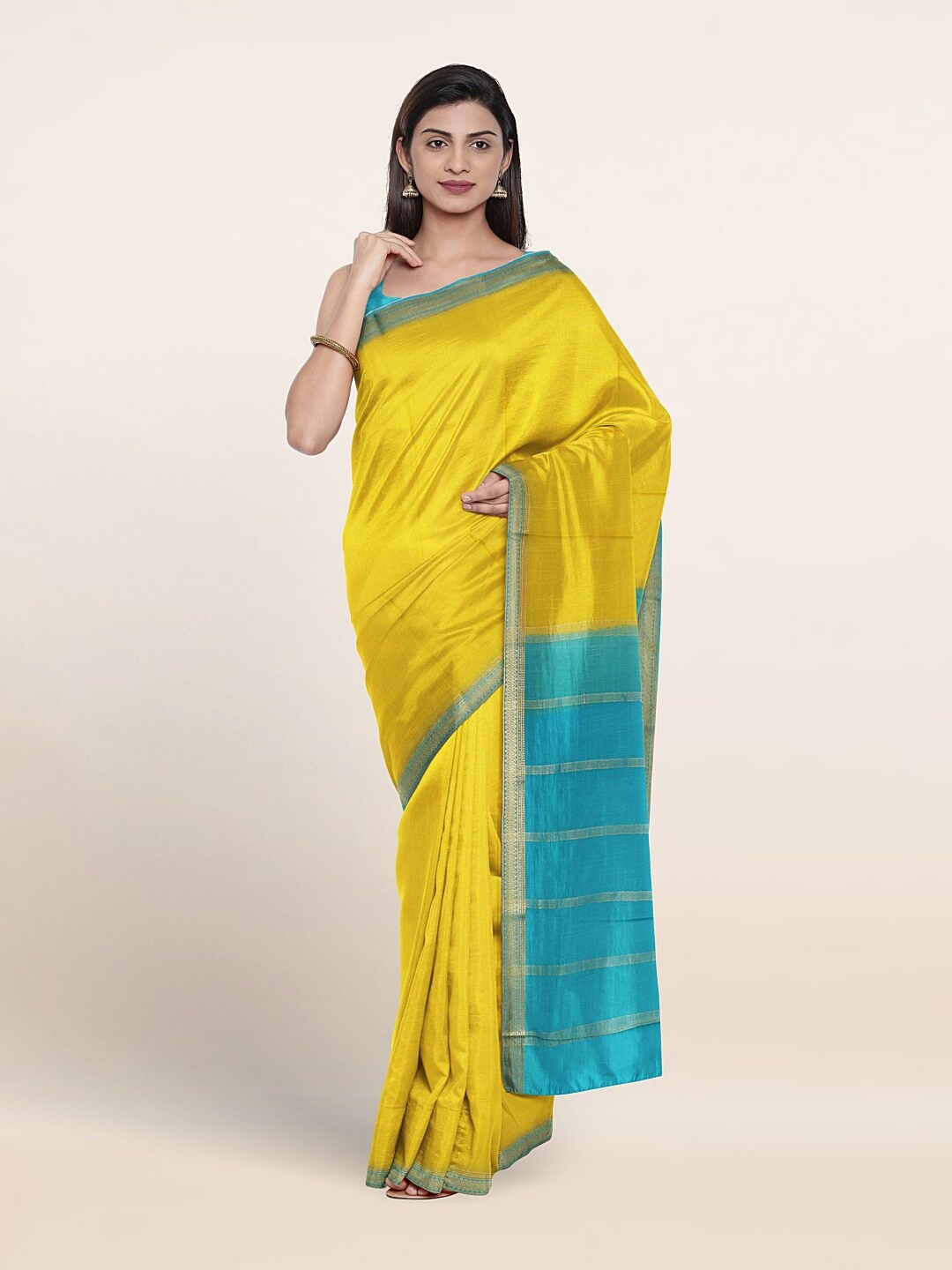 

Pothys Woven Design Border Zari Pure Silk Saree, Yellow