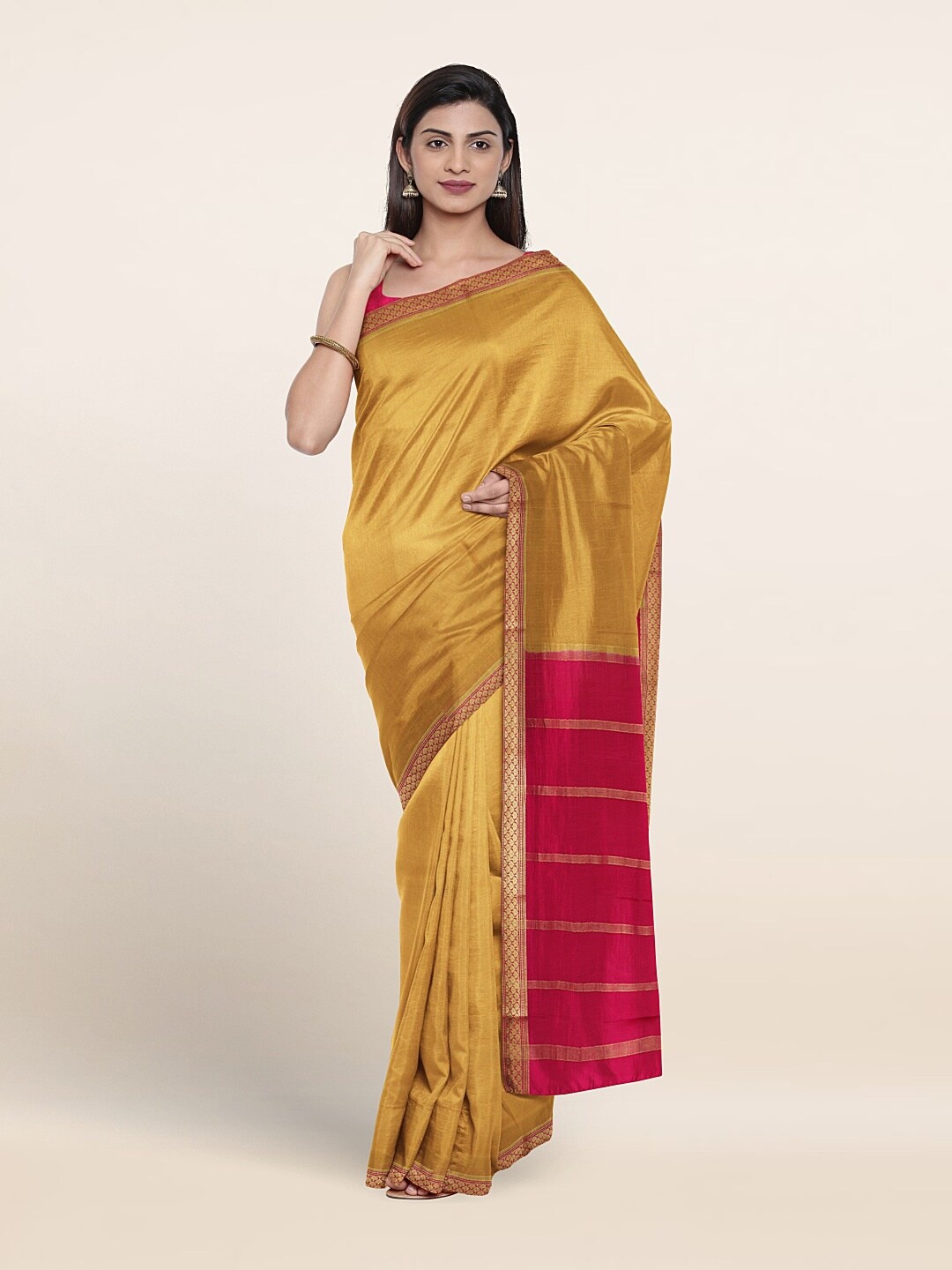

Pothys Woven Design Zari Pure Silk Saree, Gold