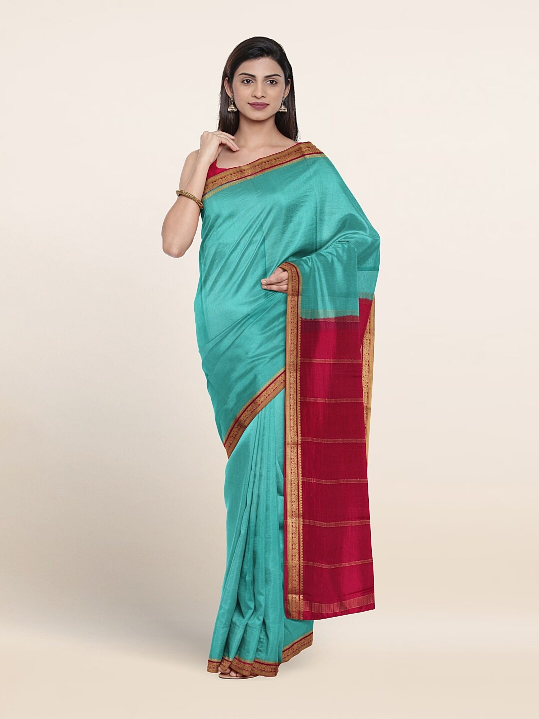 

Pothys Woven design Bordered Pure Silk Saree, Blue