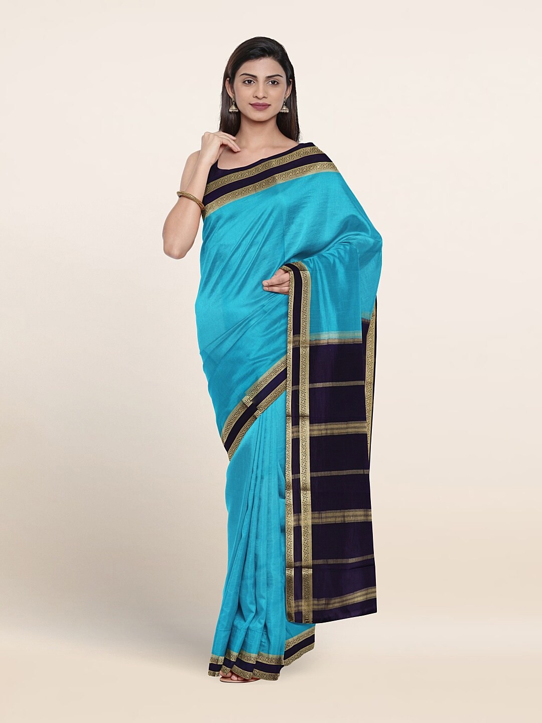 

Pothys Woven Design Bordered Zari Pure Silk Saree, Blue
