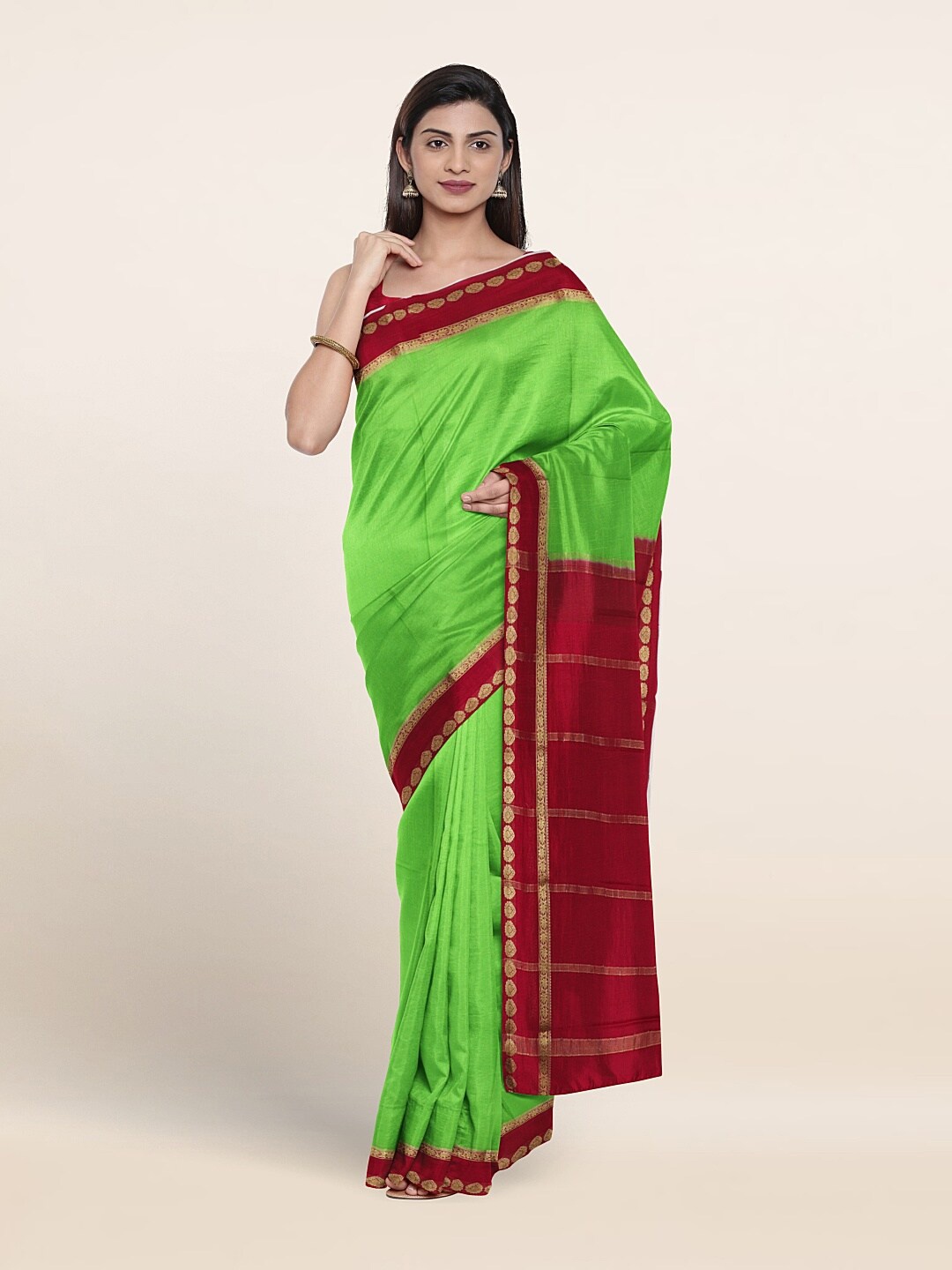 

Pothys Zari Border Pure Silk Saree, Green