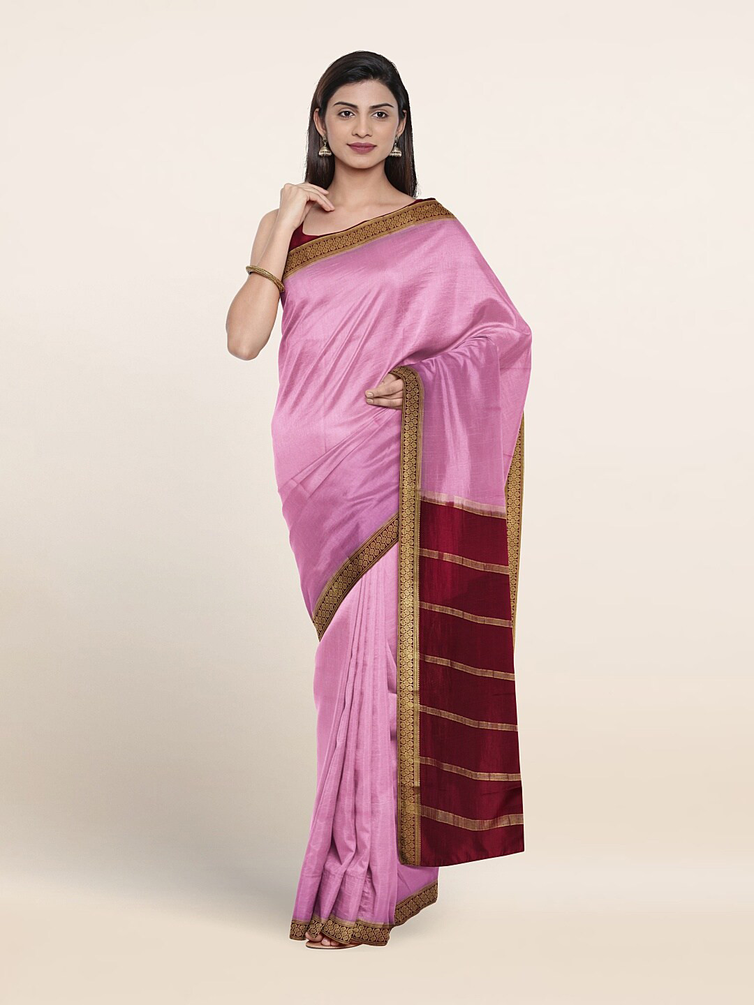 

Pothys Woven Design Zari Pure Silk Saree, Pink