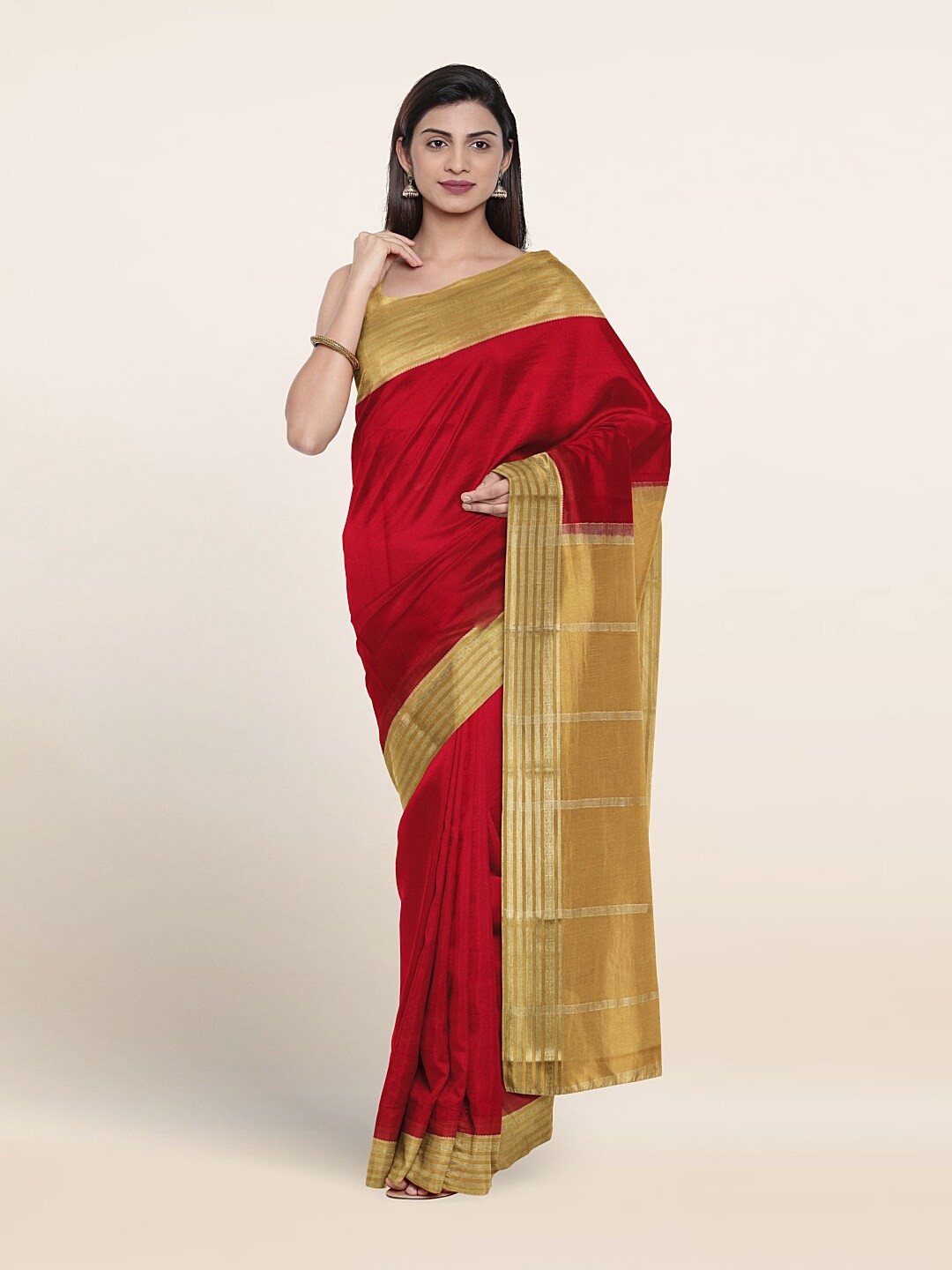 

Pothys Zari Pure Silk Saree, Red