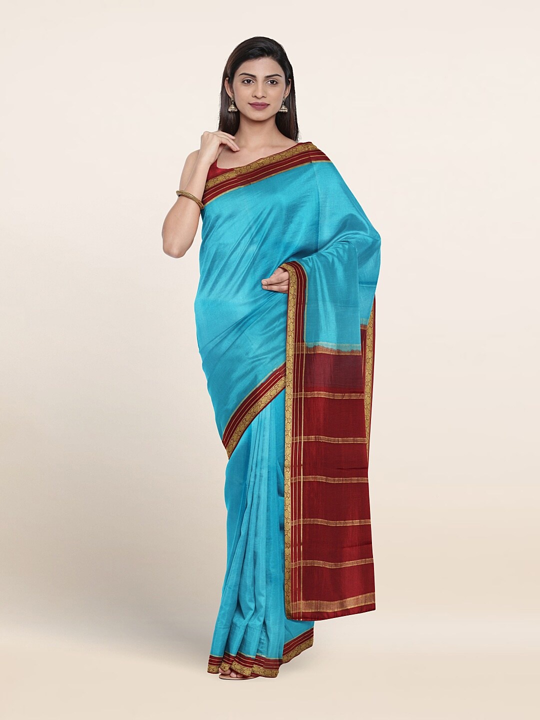 

Pothys Woven Design Border Zari Pure Silk Saree, Blue