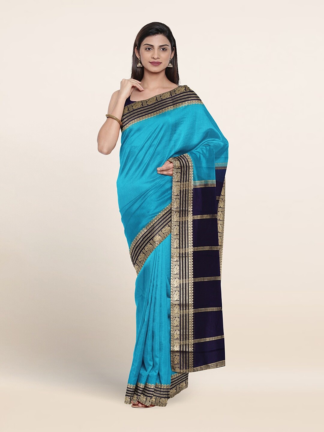 

Pothys Woven Design Border Zari Pure Silk Saree, Blue