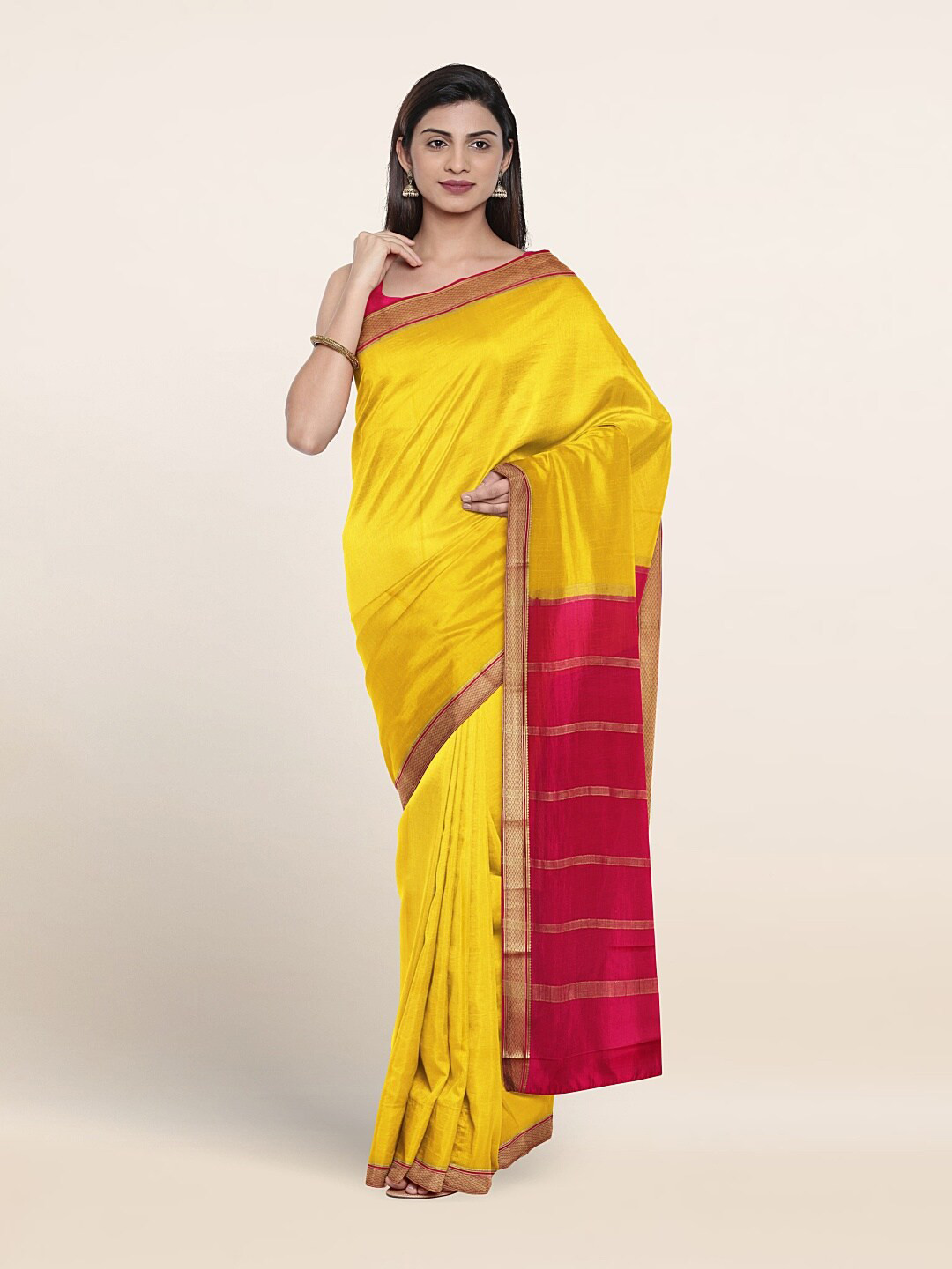 

Pothys Woven Design Zari Pure Silk Saree, Yellow