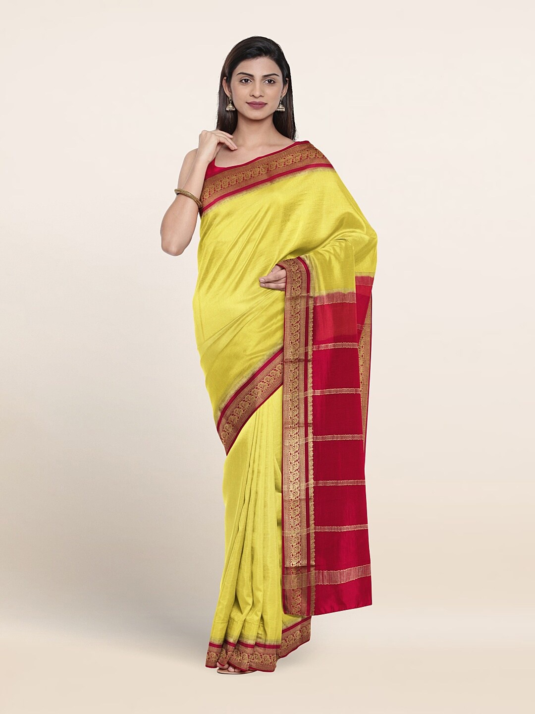 

Pothys Zari Pure Silk Saree, Yellow