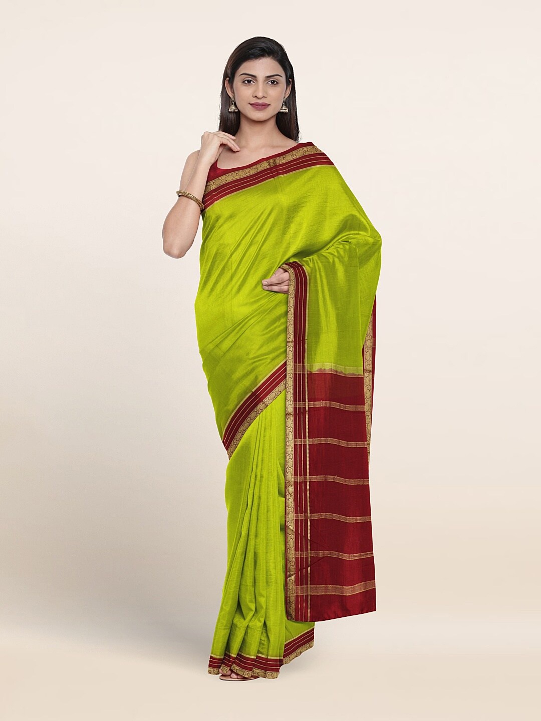 

Pothys Woven Design Bordered Zari Pure Silk Saree, Green