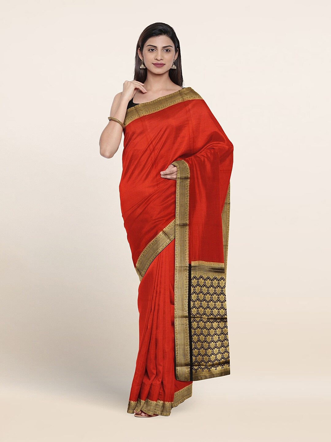 

Pothys Pure Mysore Silk Zari Saree, Rust