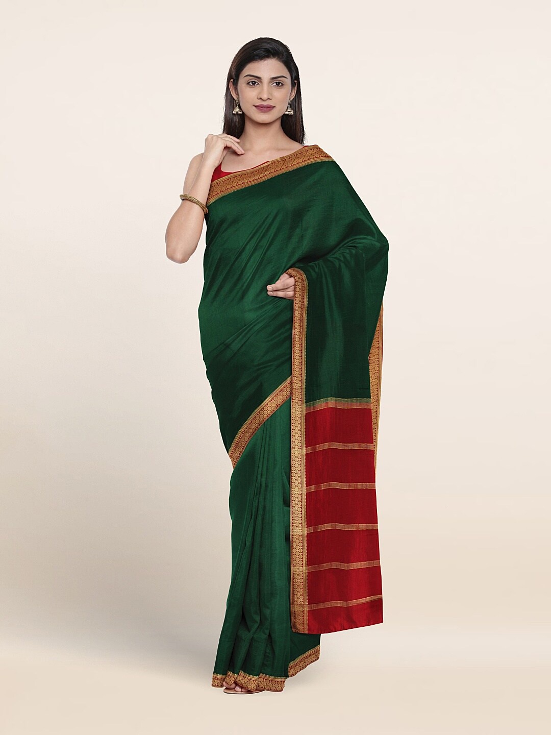 

Pothys Woven Design Border Zari Pure Silk Saree, Green