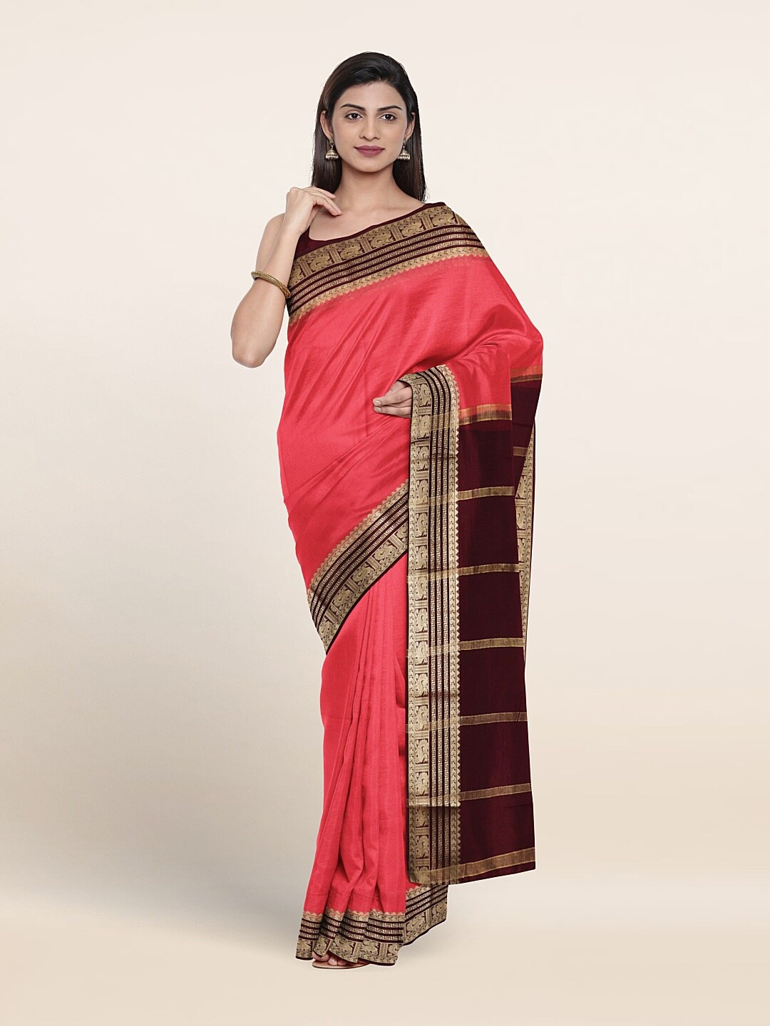 

Pothys Woven Design Border Zari Pure Silk Saree, Pink