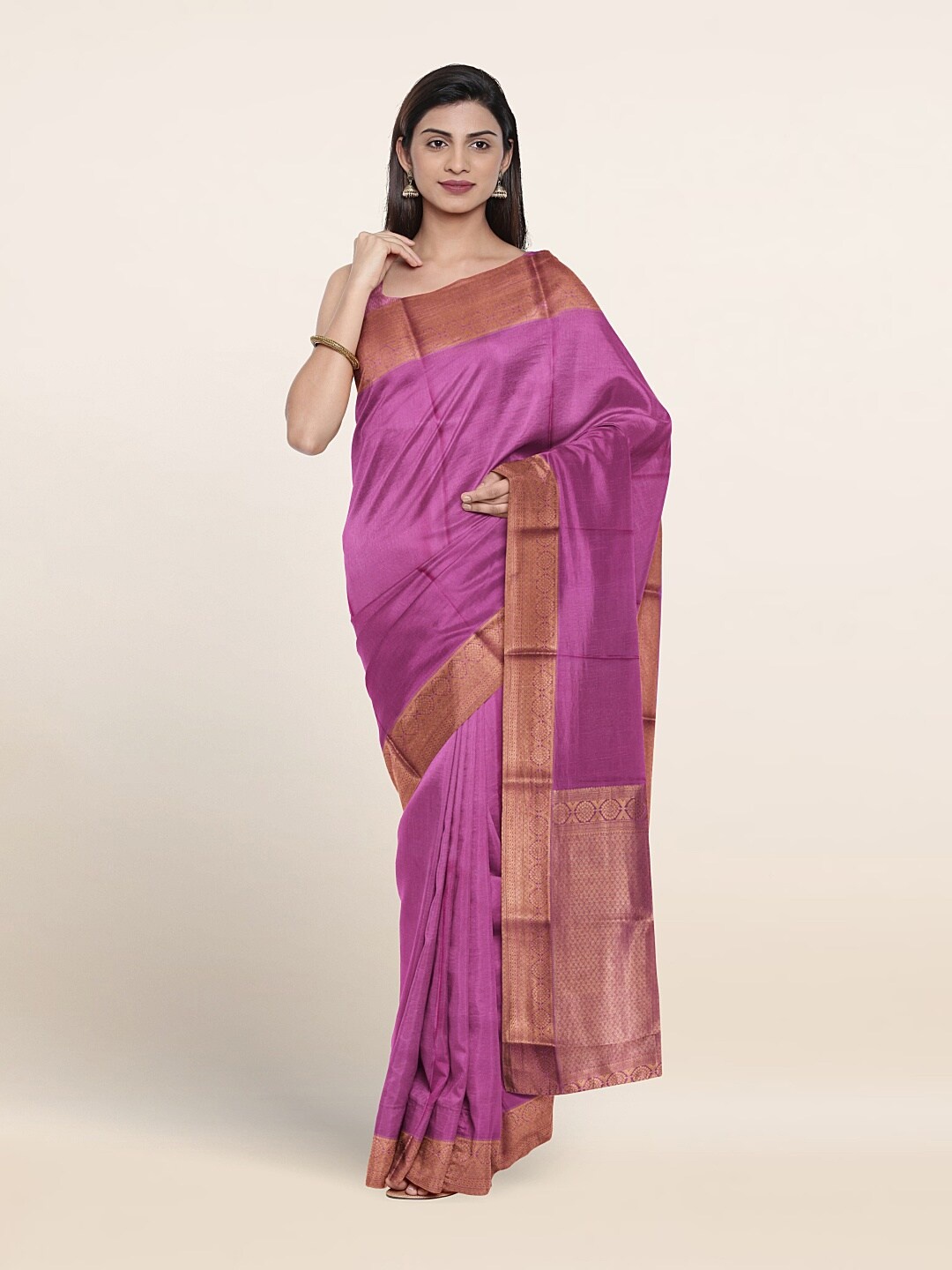 

Pothys Woven Design Border Zari Pure Silk Saree, Lavender