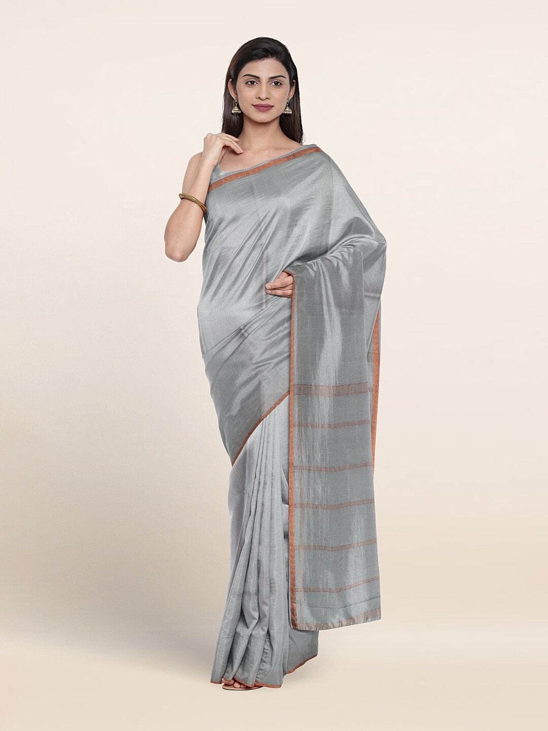 

Pothys Woven Design Zari Pure Silk Saree, Grey