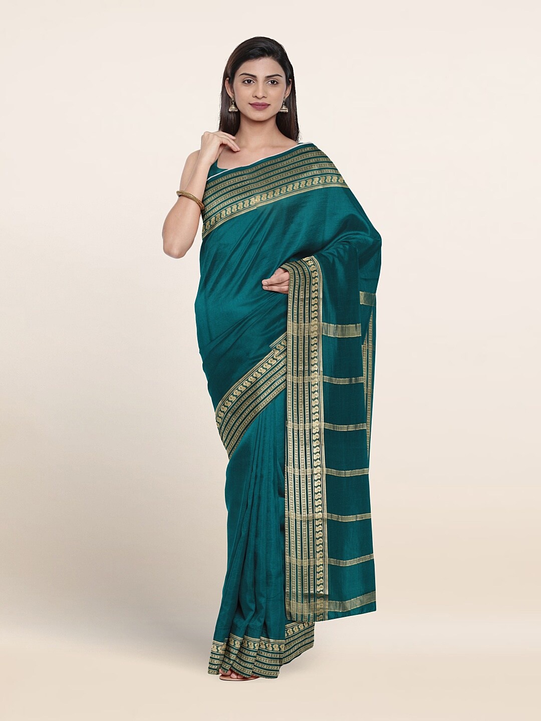 

Pothys Woven Design Zari Pure Silk Saree, Green
