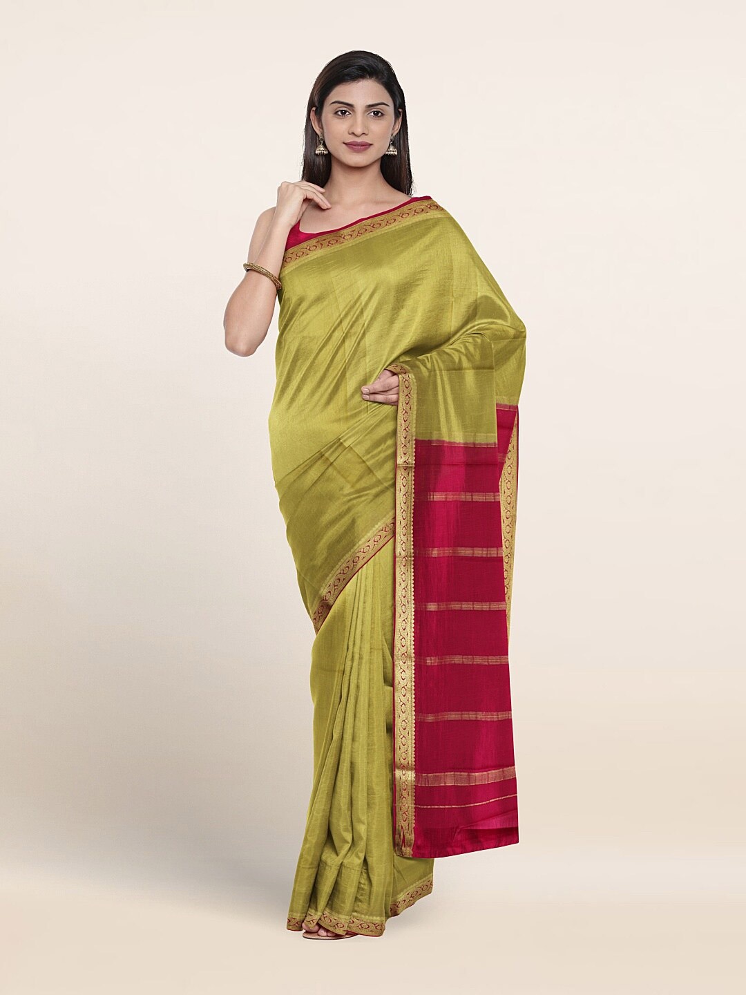 

Pothys Woven Design Zari Pure Silk Saree, Green