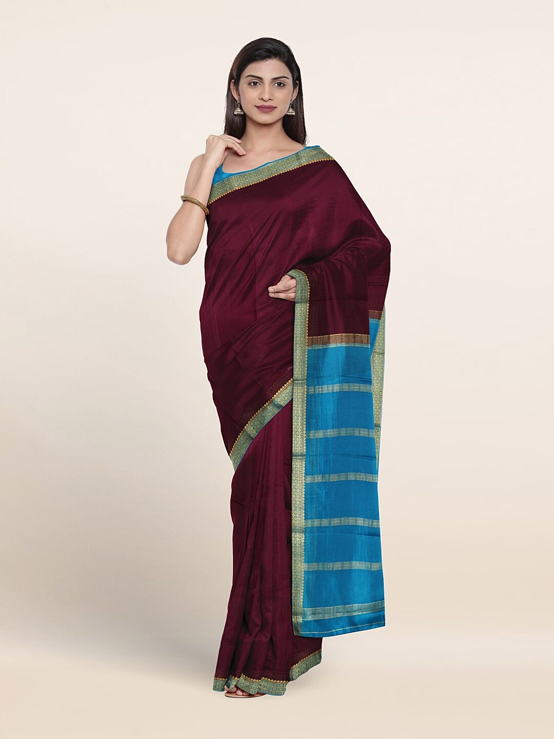 

Pothys Woven Design Border Zari Pure Silk Saree, Maroon