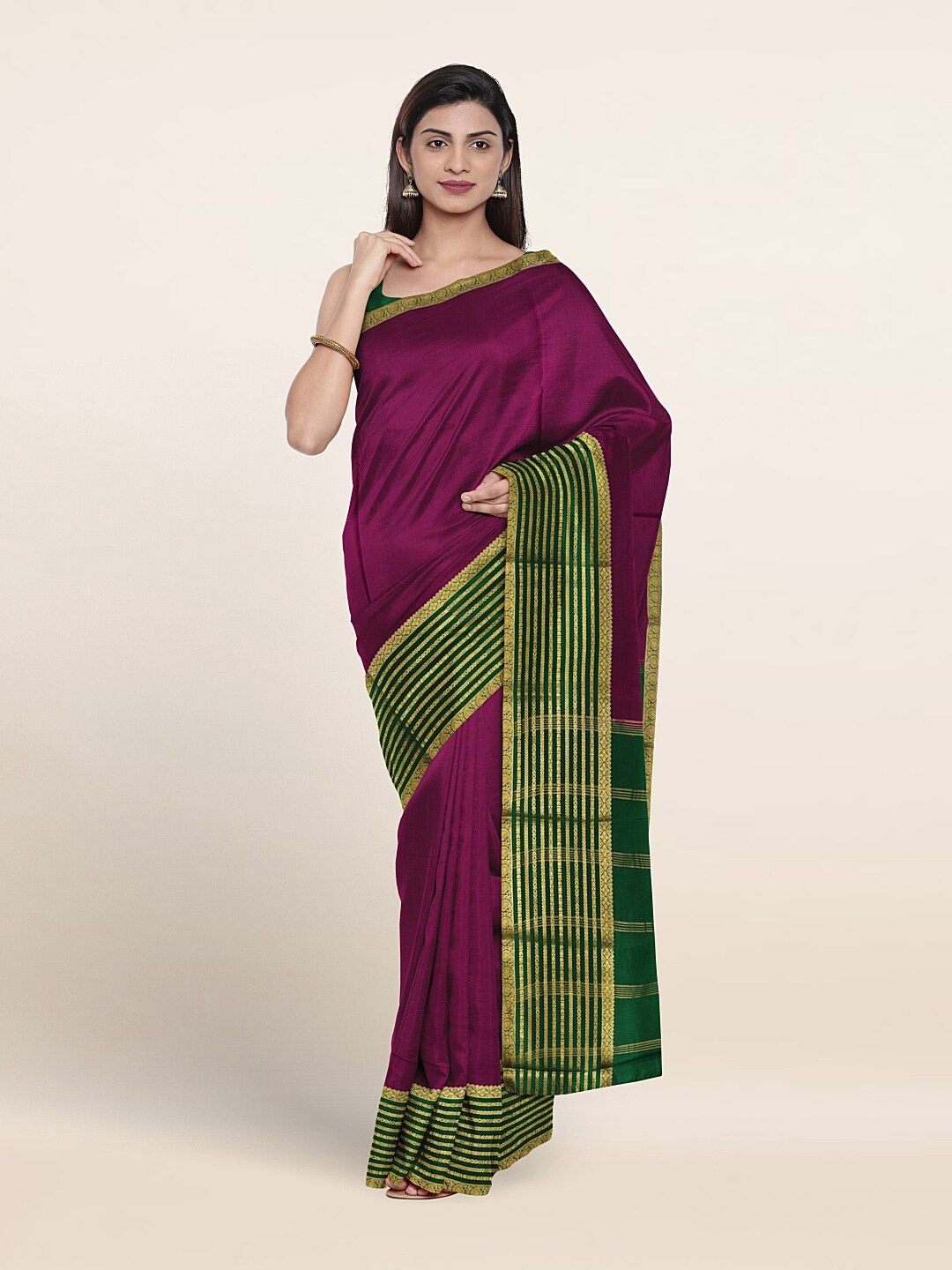 

Pothys Woven Design Border Zari Pure Silk Saree, Purple