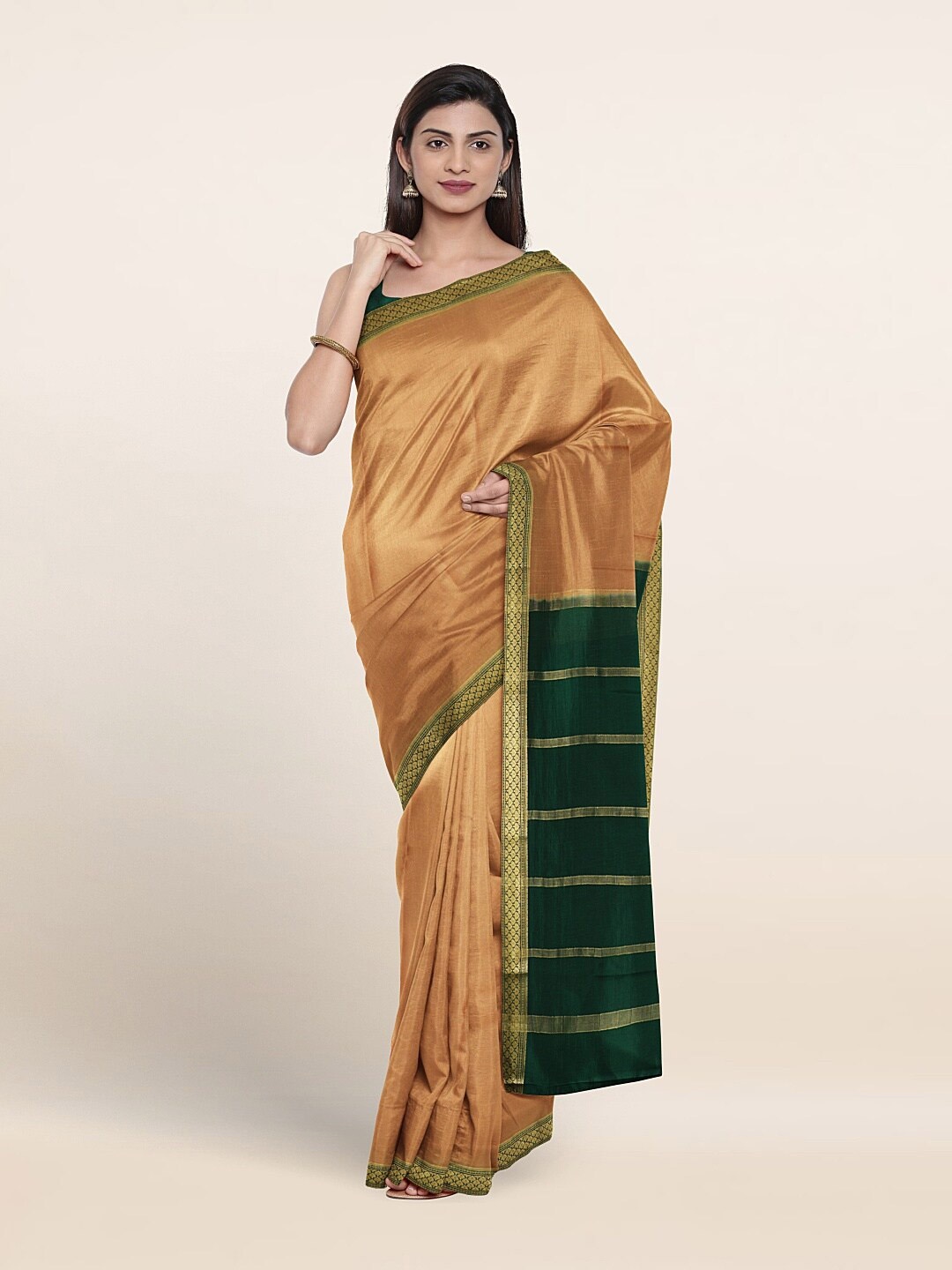 

Pothys Woven Design Border Pure Silk Saree, Gold