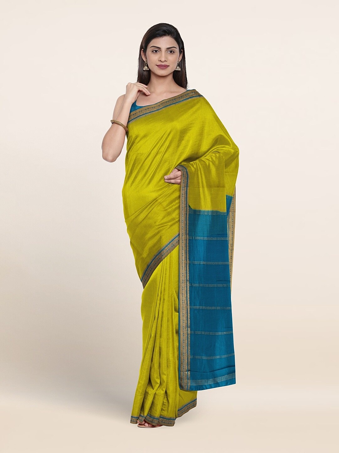 

Pothys Zari Pure Mysore Silk Saree, Green