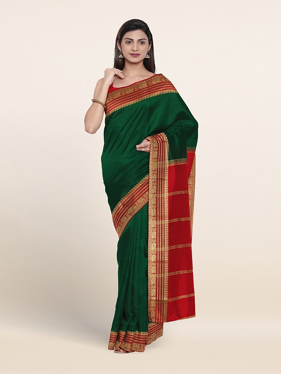 

Pothys Zari Pure Mysore Silk Saree, Green