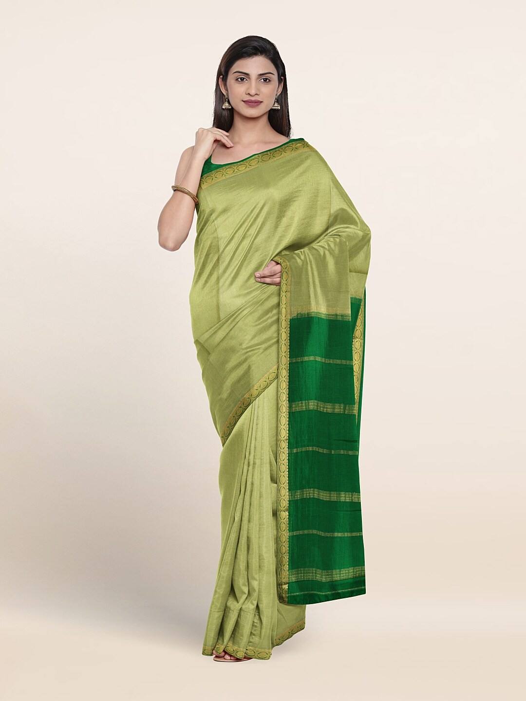 

Pothys Zari Pure Mysore Silk Saree, Green