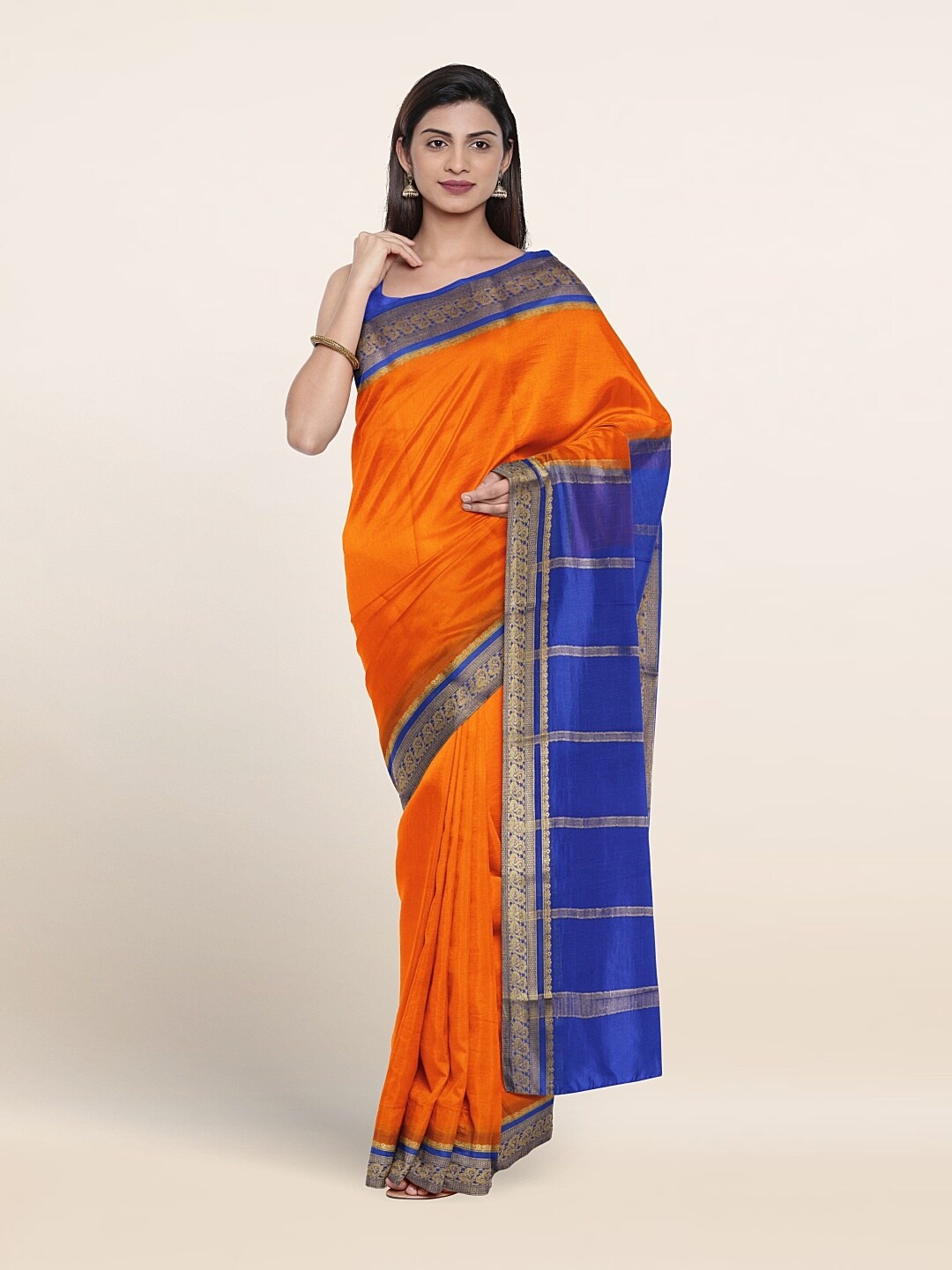 

Pothys Zari Pure Mysore Silk Saree, Orange