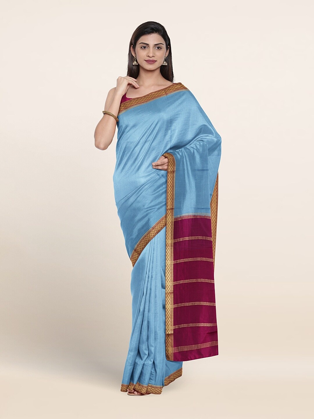

Pothys Zari Pure Mysore Silk Saree, Blue