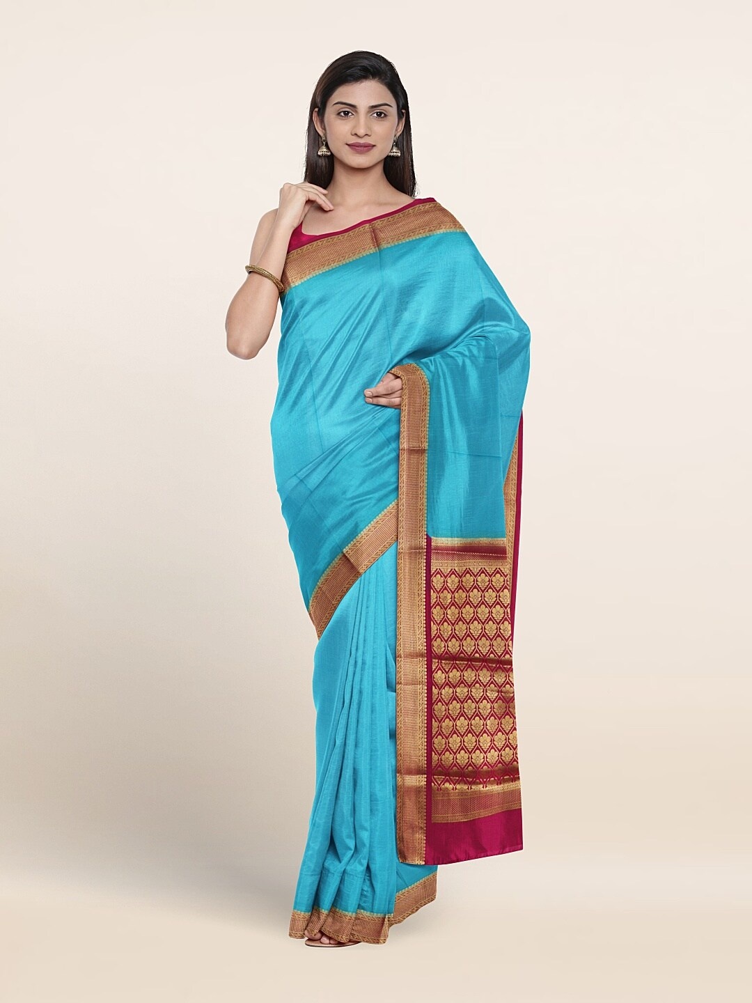 

Pothys Zari Pure Mysore Silk Saree, Blue