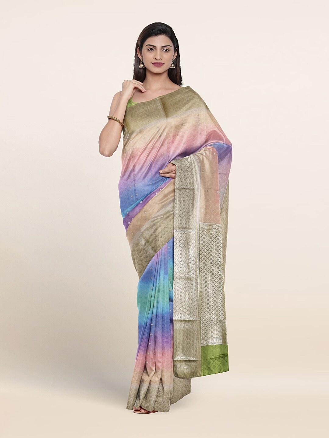 

Pothys Ombre Woven Design Zari Pure Silk Saree, Gold